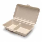 Burgerboks 2-rum 240x160x60 mm med h&aelig;ngslet l&aring;g Bagasse