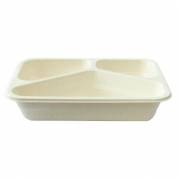 Bakke 3-rum Firkant 500/250/190ml L227xB178xH45mm Tr&aelig;fibermasse Hvid