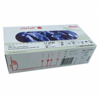 Handske Engangs LiteTuff str M uden Pudder Nitril Bl&aring;