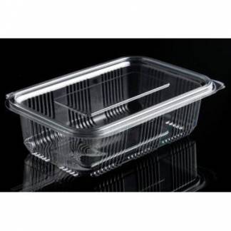 Plastb&aelig;ger Catersource 750 ml 97x165x55 mm firkantet h&aelig;ngslet l&aring;g RPET Klar