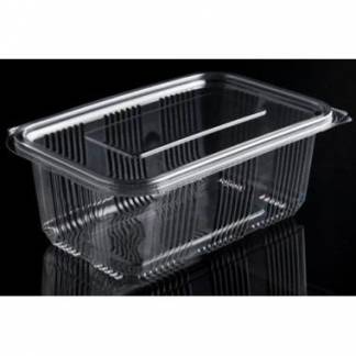 Plastb&aelig;ger Catersource 1000 ml 97x165x70 mm firkantet h&aelig;ngslet l&aring;g RPET Klar