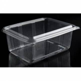 Plastb&aelig;ger Catersource 2000 ml 140x195x90 mm firkantet h&aelig;ngslet l&aring;g RPET Klar