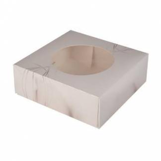 Kage&aelig;ske h&aelig;ngslet l&aring;g S-Line L230xB230xH80mm pap med rude i PLA hvid/gr&aring;