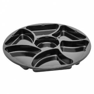 Plastbakke C0321-7A &Oslash;320x25 mm 7-rum CPET rund sort til tapas