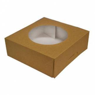 Kage&aelig;ske h&aelig;ngslet l&aring;g h&oslash;j L190xB190xH80mm pap/plast med rund rude brun/hvid