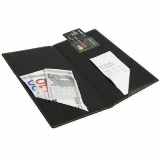 Regningsomslag Securit Trendy 23x13 cm L&aelig;deromslag Sort