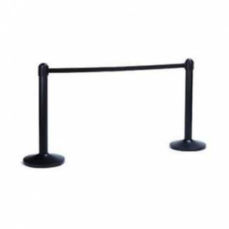 Afsp&aelig;rringsstolpe Securit H100 cm Sort med Sort Nylonb&aring;nd 210 cm uden Base
