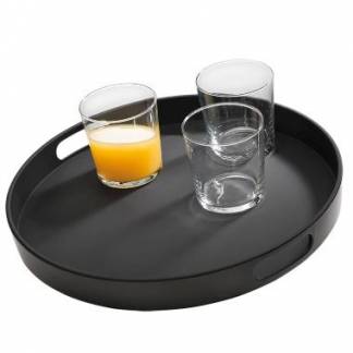 Tjenerbakke &Oslash;35.5x4.5 cm med Kant Anti-slip Melamin Sort