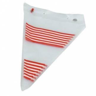 Spidspose 200x310+40 mm R&oslash;d/Hvid stribet