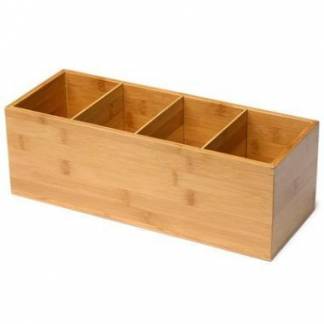Servietboks med 4 rum til 1/8 fold 14x36 cm bambus