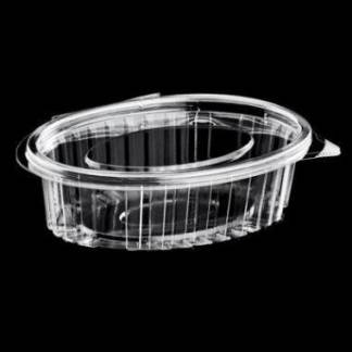 Plastb&aelig;ger Catersource 150 ml 112x145x26 mm Oval H&aelig;ngslet l&aring;g RPET Klar