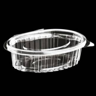 Plastb&aelig;ger Catersource 250 ml 112x145x42 mm Oval H&aelig;ngslet l&aring;g RPET Klar