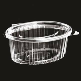 Plastb&aelig;ger Catersource 375 ml 112x145x57 mm Oval H&aelig;ngslet l&aring;g RPET Klar