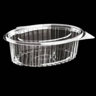 Plastb&aelig;ger Catersource 500 ml 127x160x57 mm Oval H&aelig;ngslet l&aring;g RPET Klar