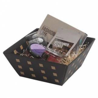 Gavekurv 255x255x115mm lille sort med kvadrater