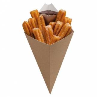 Pommes Frites Kræmmerhus Pap/Plast med dip hjørne Brun/Hvid 500 stk. 