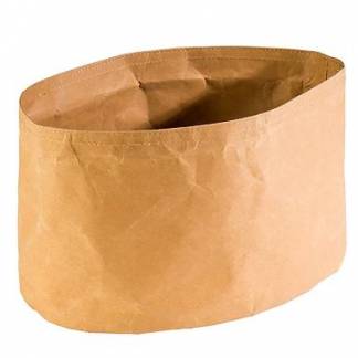 Brødkurv 30x20x18 cm Oval Kraftig foldbar papirspose Læderlook Brun