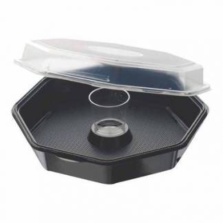 Multiboks Octaview 1-rum &Oslash;230xH70 mm med dressingb&aelig;ger og l&aring;g Sort/klar