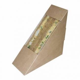 Sandwich&aelig;ske 123 x 52 x 123 mm Karton med rude PLA Brun