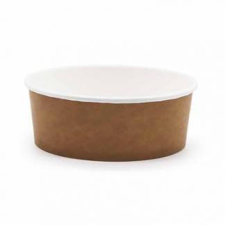 Salatsk&aring;l rund 550 ml &Oslash;143 mm H52 mm brun/hvid pap med PE