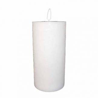 LED bloklys 7.5x12 cm med 3D flamme Hvid