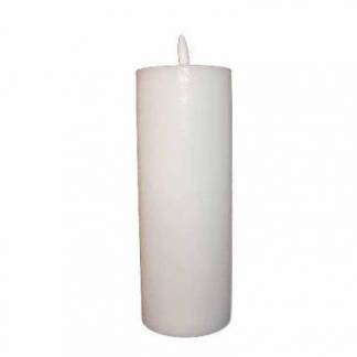 LED bloklys 7.5x15 cm med  3D flamme Hvid