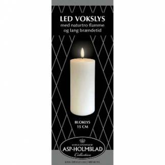 LED lys Asp-Holmblad Bloklys 6.8x15 cm Hvid