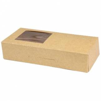 Kage&aelig;ske/Sushi&aelig;ske h&aelig;ngslet l&aring;g L230xB105xH50mm pap med PE og rude i siden brun