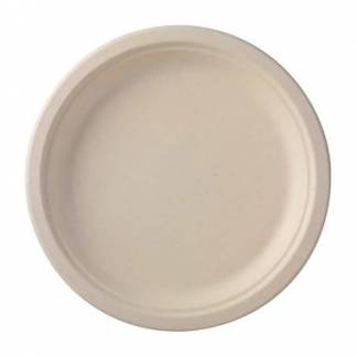 Tallerken rund &Atilde;&tilde;18 cm med flad kant bagasse Greaseproof FF beige