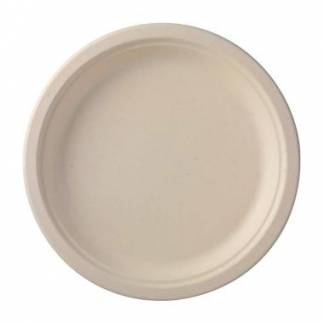 Tallerken rund &Atilde;&tilde;23 cm med flad kant bagasse Greaseproof FF beige