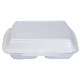 Termobakke 2-rum 247x198x75 mm hængslet låg hvid 125 stk. 