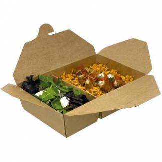 Boks Catersource 2-rum 230/200x155/140x65mm 1430ml 510/920ml karton med PE Brun
