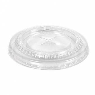 Plastl&aring;g &Oslash;93 mm Flad med kryds Transparent til kolddriksb&aelig;ger Breeze