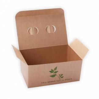 Pommes Frites &AElig;ske L140xB90xH65mm Pap med tryk og l&aring;g Brun