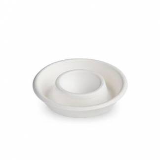 &AElig;ggeb&aelig;ger med opsamlingskant Bagasse Hvid