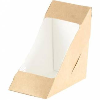 Sandwich&aelig;ske L175 x B75 x H90mm Karton med rude PLA brun
