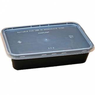 Plastbakke Nudelbakke 500ml L175xB120xH40mm sort med l&aring;g til microovn