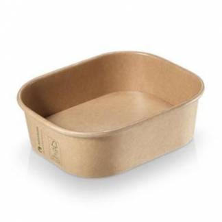B&aelig;ger rektangul&aelig;r 250ml L125xB105xH40mm Kraft/PLA bionedbrydelig brun