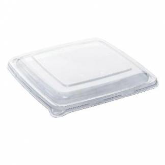 Plastl&aring;g firkantet 230x230 mm klar RPET til bagasse sk&aring;l
