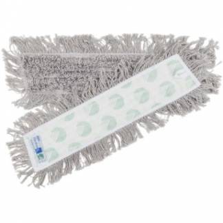 Moppe Velcro Mop 60cm Svanem&aelig;rket med Frynser Gr&aring; T&oslash;r/V&aring;d til tr&aelig;gulve/linoleum