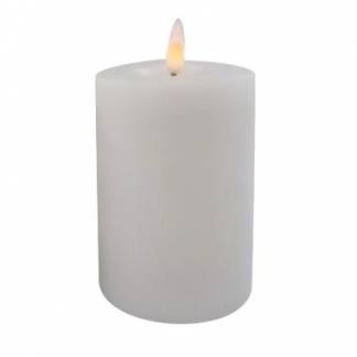 LED-Bloklys 2 stk genopladelig &Oslash;7,5xH10cm uden ladestation hvid