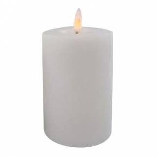 LED-Bloklys 2 stk genopladelig &Oslash;7,5xH12,5cm uden ladestation hvid