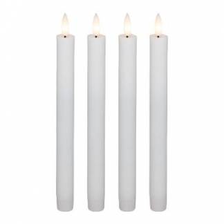 LED-Stagelys 4 stk genopladelig &Oslash;2,2xH25cm uden ladestation hvid