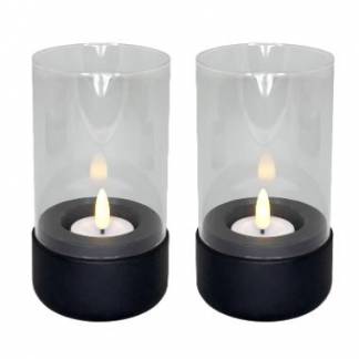 Lysestage Hurricane rund L7.5xB7.5xH13.7cm sort til fyrfadslys