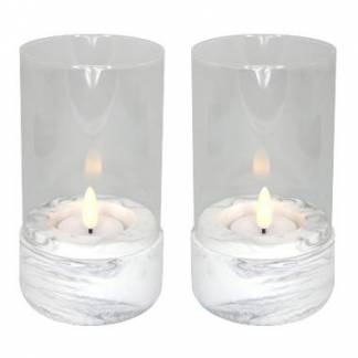 Lysestage Hurricane rund H7.5xL7.5xB13.7cm marmor-design til fyrfadslys