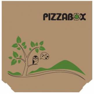 Pizza&aelig;ske TWK/242/E Treviso L29xB29xH3cm brun med tryk Pizzabox