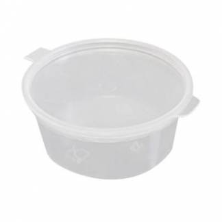 Dressingb&aelig;ger Catersource rund 60mL &Oslash;62xH25mm PP med h&aelig;ngslet l&aring;g transparent