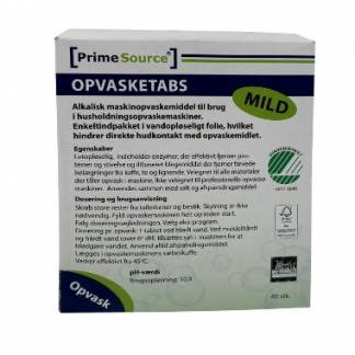 Maskinopvask Tabs Prime Source Mild 40 stk Svanemærket Opløselig til belægninger