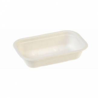 Bakke Rektangul&aelig;r 1000ml L22.9xB15.3xH5.7cm Bagasse Bionedbrydelig Hvid