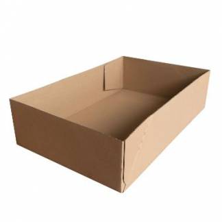 Papkasse bund L585xB375xH146mm b&oslash;lgepap brun benyt inderpose